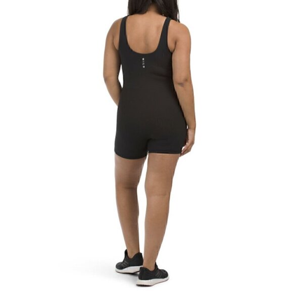Wilo the Label Women Active Romper Black Ribbed Athleisure Workout Travel Casual - Picture 2 of 7